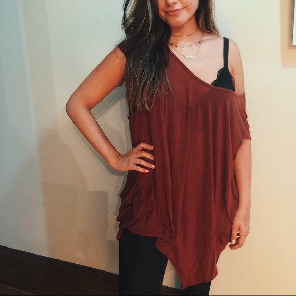 Nordstrom Tops - LUSH Oversized Maroon T-Shirt